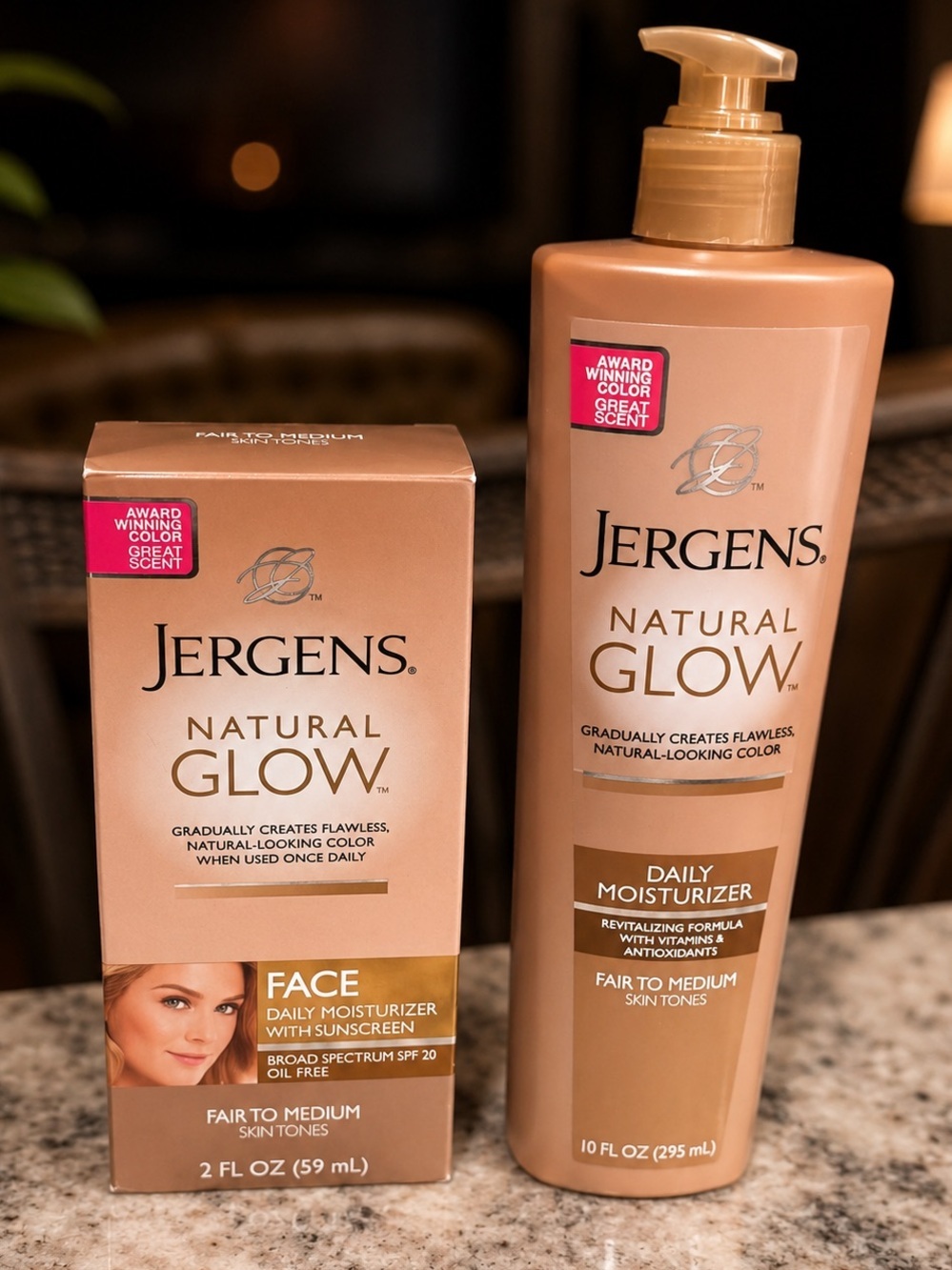 2pc set Jergens Natural Glow Daily Moisturizer - Fair to Medium (Bronze Bottle)